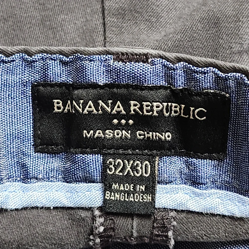 Banana Republic Mason Chino Pants Mens 32x28‎ Gray Casual Stretch Cotton Blend